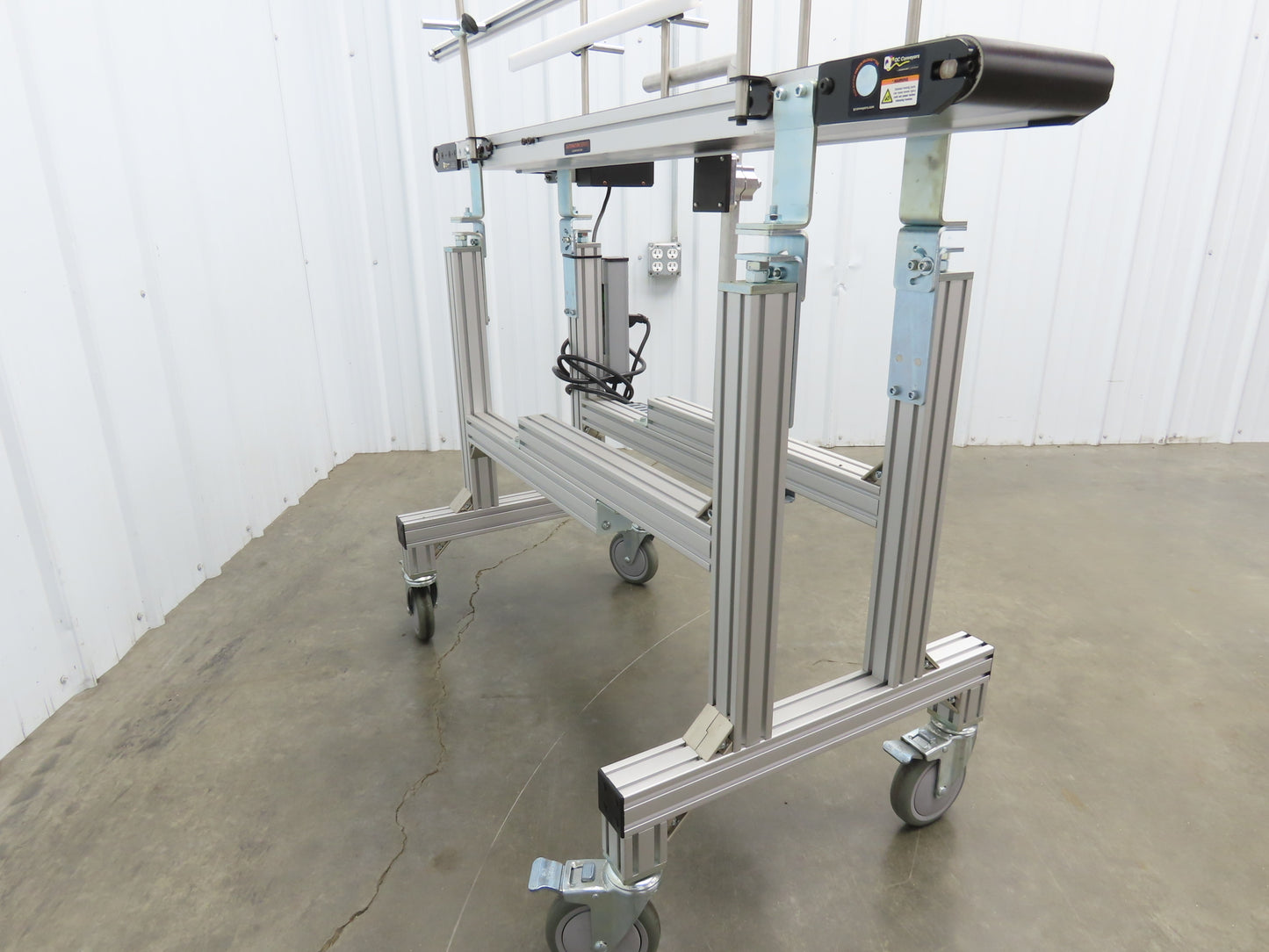 QC Industries 48"L Portable Flat Conveyor 150mm Belt 115V Variable Speed 42FPM