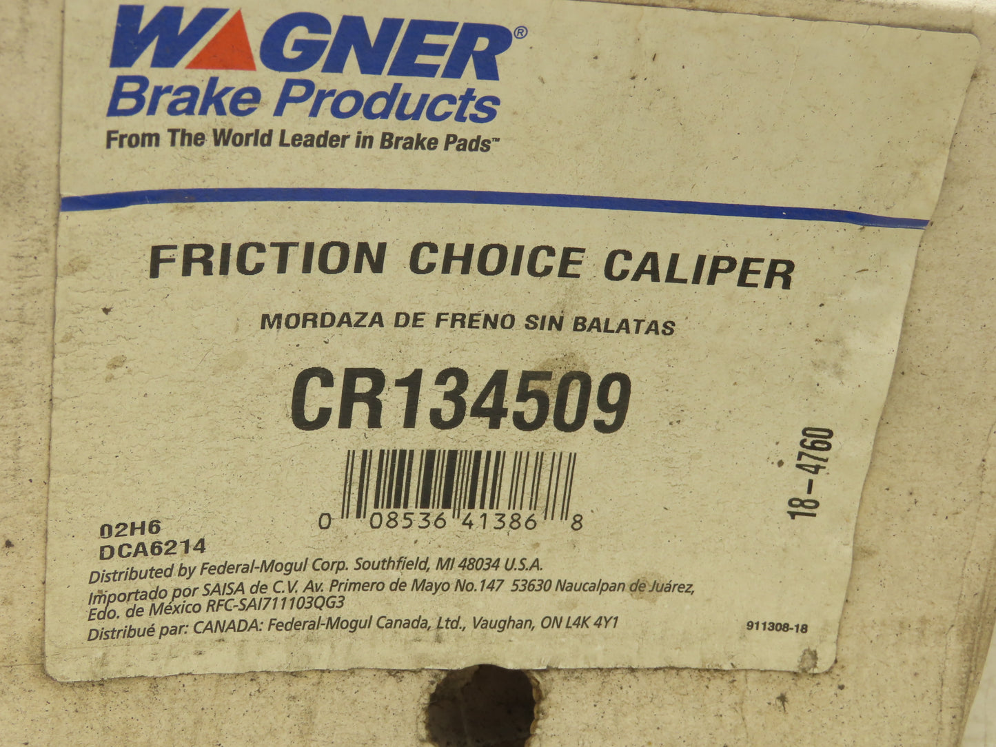 Wagner CR134509 Disc Brake Caliper Dual Piston Hardware Included No Core Charge