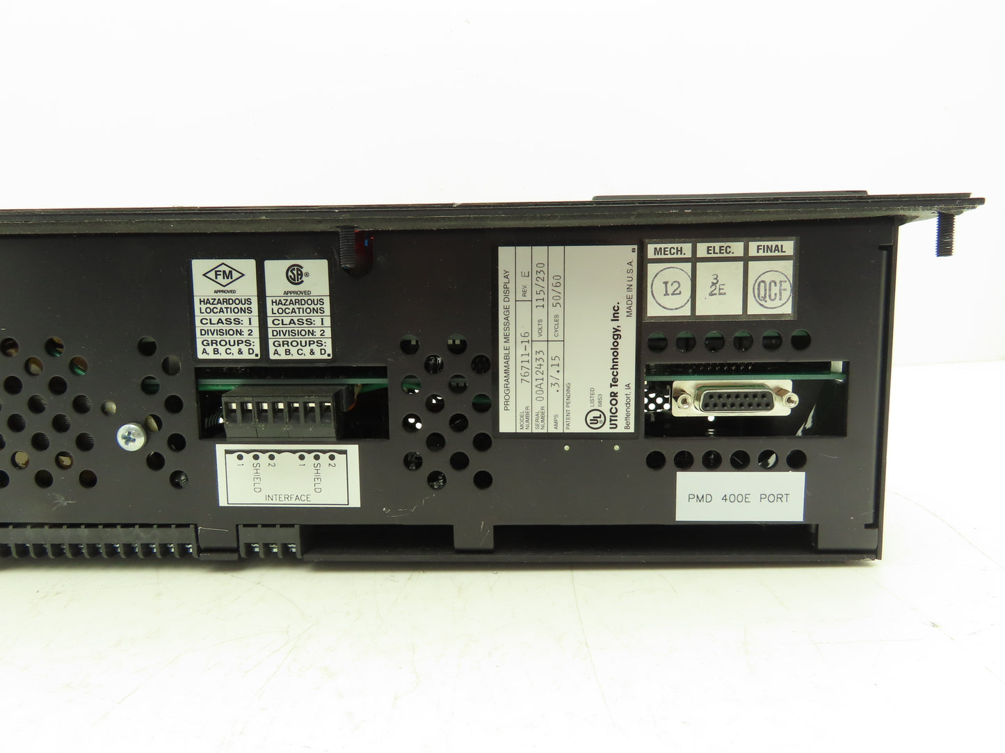 Uticor Technology 76711-16 Programmable Message Display PMD450 Rev E 115/230V