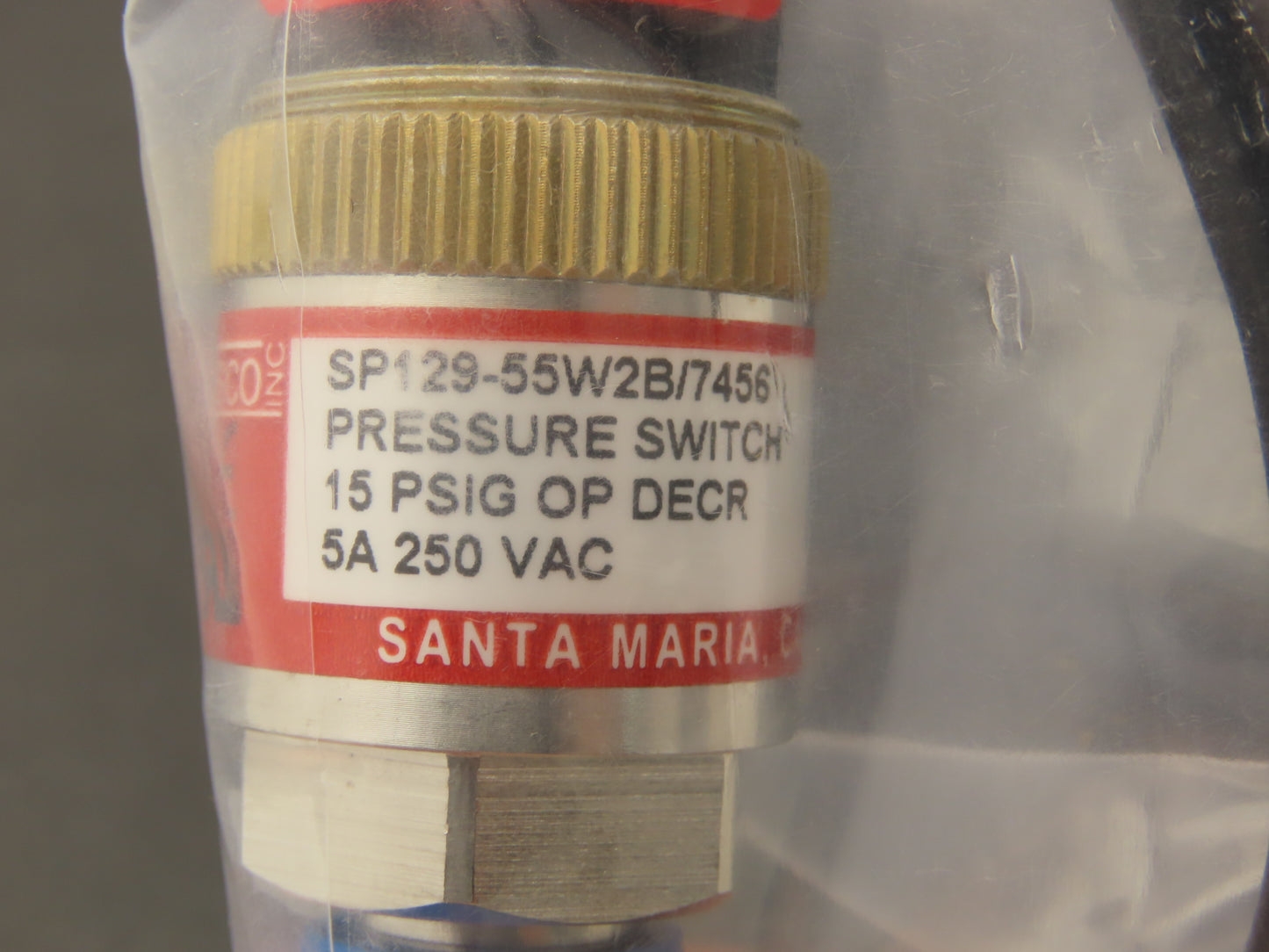 Wasco SP129-55W2B/7456 Electronic Pressure Switch 125PSI 250VAC 5A 1/8"NPT