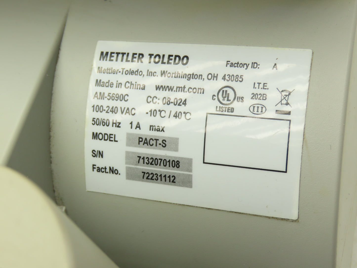 Mettler Toledo PACT-S Scale Touch screen with Printer Impact S