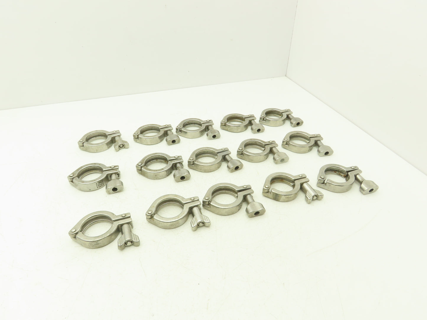 1.5" Tri Clover Clamp Stainless Steel Sanitary Flange 5/16 Thumb Screw Lot of 15