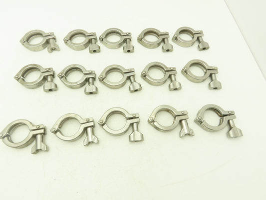 1.5" Tri Clover Clamp Stainless Steel Sanitary Flange 5/16 Thumb Screw Lot of 15