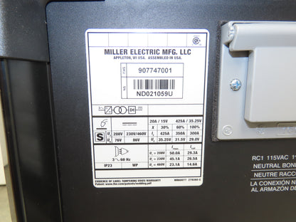 Miller Deltaweld 350 Mig Welder 350A DC Arc 208/230/460VAC Power Unit