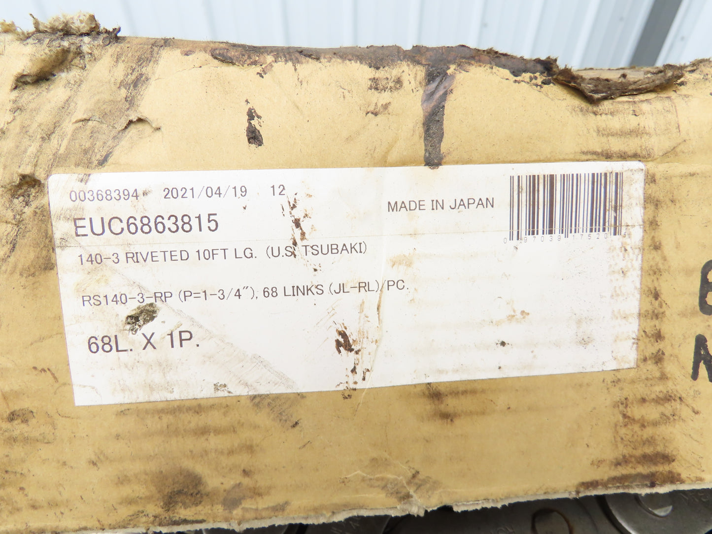 Tsubaki RS140-3-RP 3 Strand Roller Chain 1-3/4" Pitch Riveted 1" Roller 10 Feet