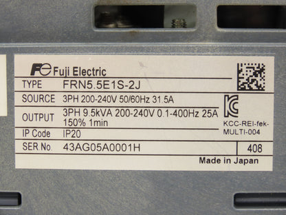 Fuji Electric FRENIC AC Inverter VFD Drive In 200-240V 3Ph Out 9.5kVA 1-400Hz