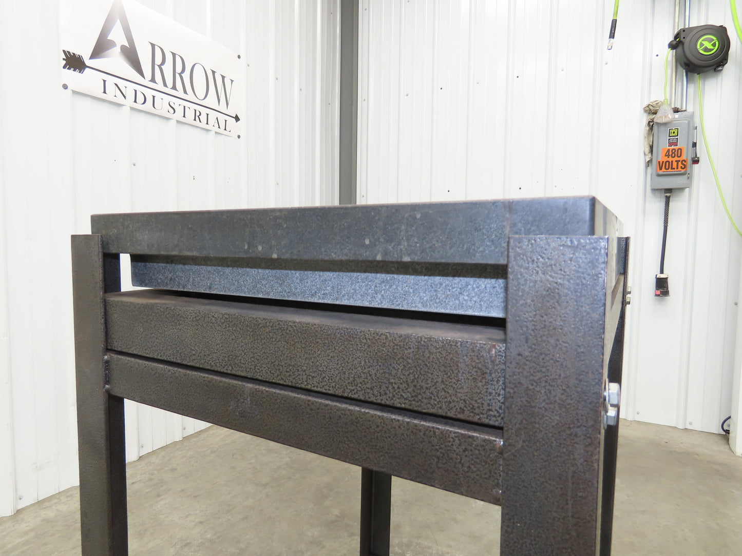 Granite Surface Inspection Plate 24 x 18 x 3" Black 2 Ledge Metal Stand