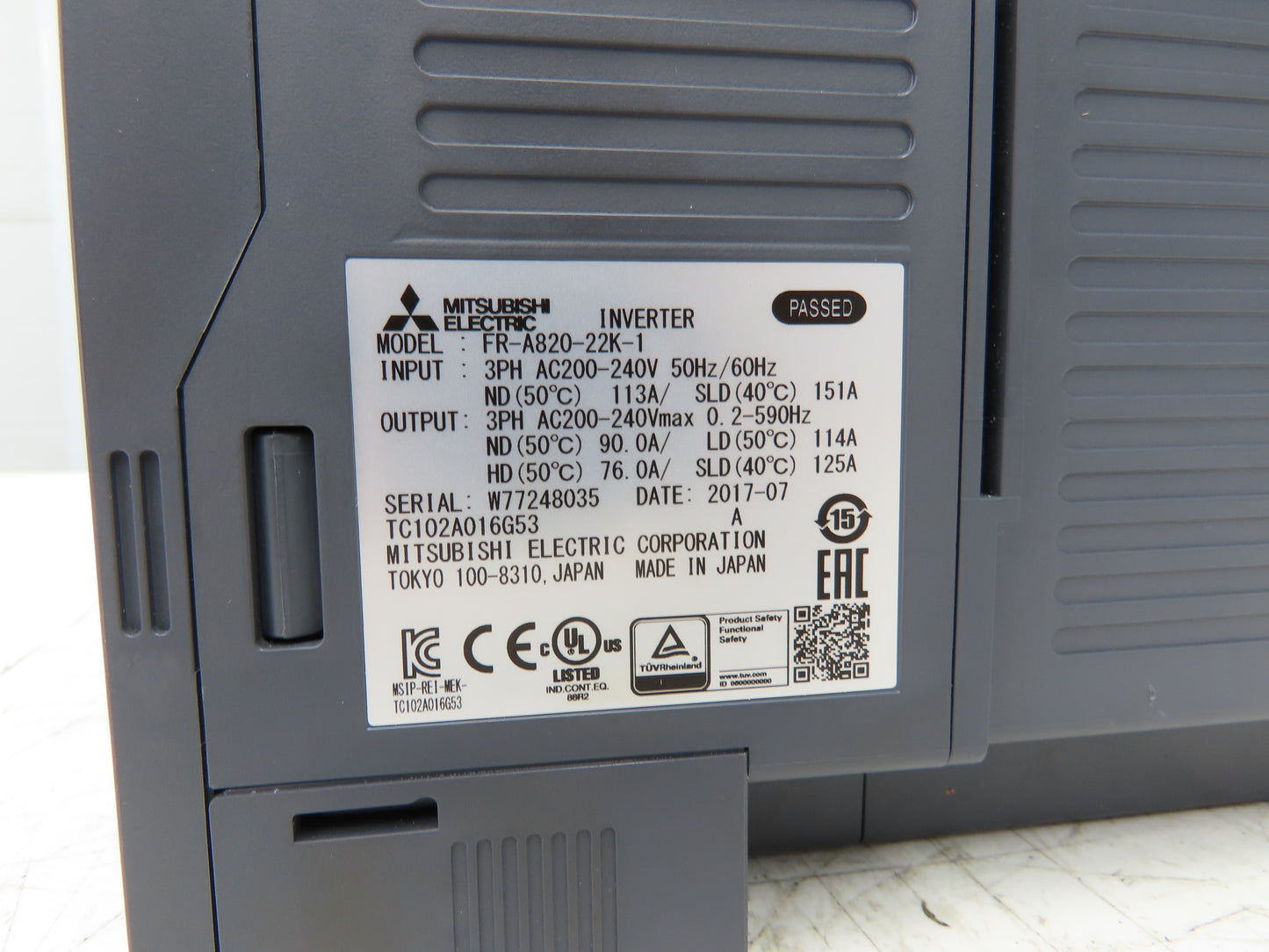 Mitsubishi Electric FRA82022K1 AC VFD Inverter Drive 3PH 200-240V 90A 22Kw 30Hp