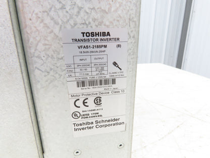 Toshiba VFAS1-2185PM AC VFD Inverter Drive 3PH 200-240V 77A 29kVA 18.5kW 25Hp