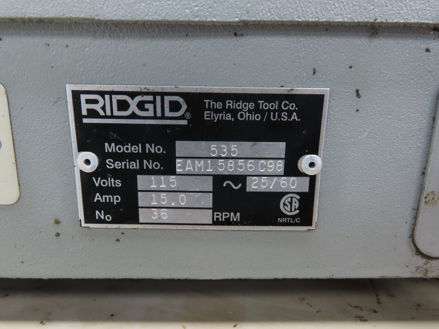 Ridgid 535 Pipe Bolt Threader Machine Stand 120VAC 15A Universal 811A Die 1/8-2"