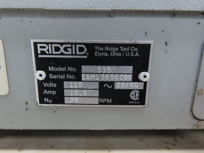 Ridgid 535 Pipe Bolt Threader Machine Stand 120VAC 15A Universal 811A Die 1/8-2"