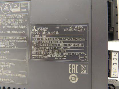 Mitsubishi MR-J4-200B AC Servo Drive 2kW 200-240V 3Ph MELSERVO J4