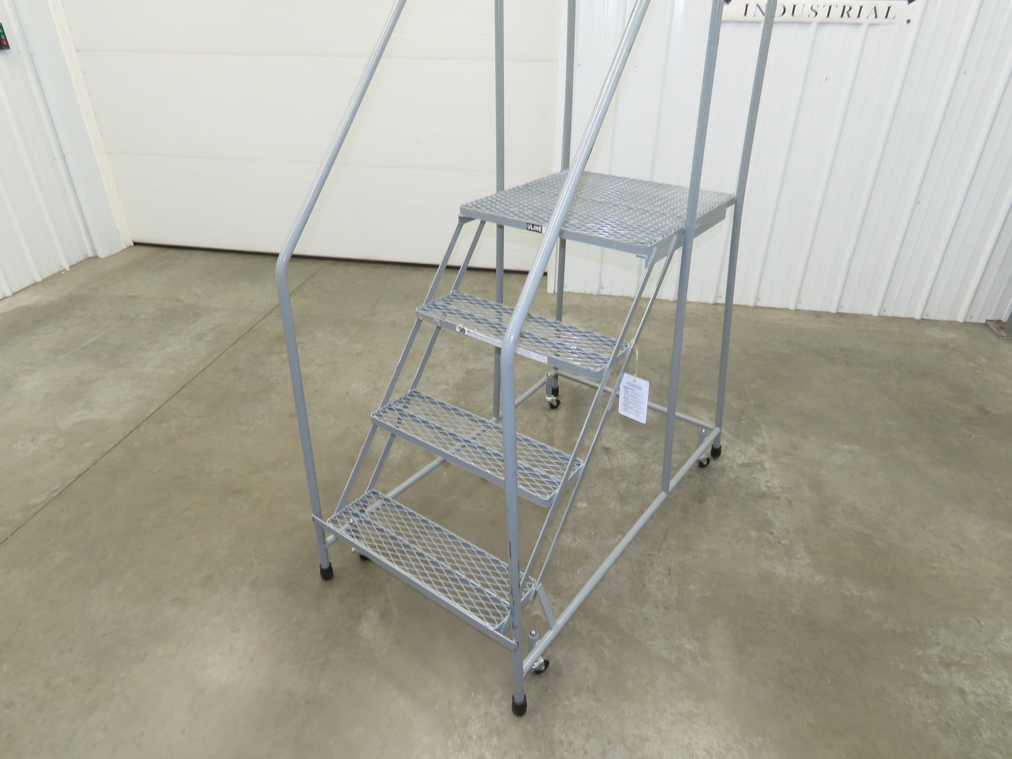 Uline H-1082-20 Rolling Ladder 4 Step 20" Work Platform 40" Top Step 450lbs Cap
