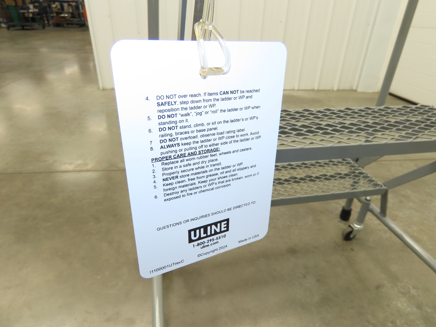 Uline H-1082-20 Rolling Ladder 4 Step 20" Work Platform 40" Top Step 450lbs Cap