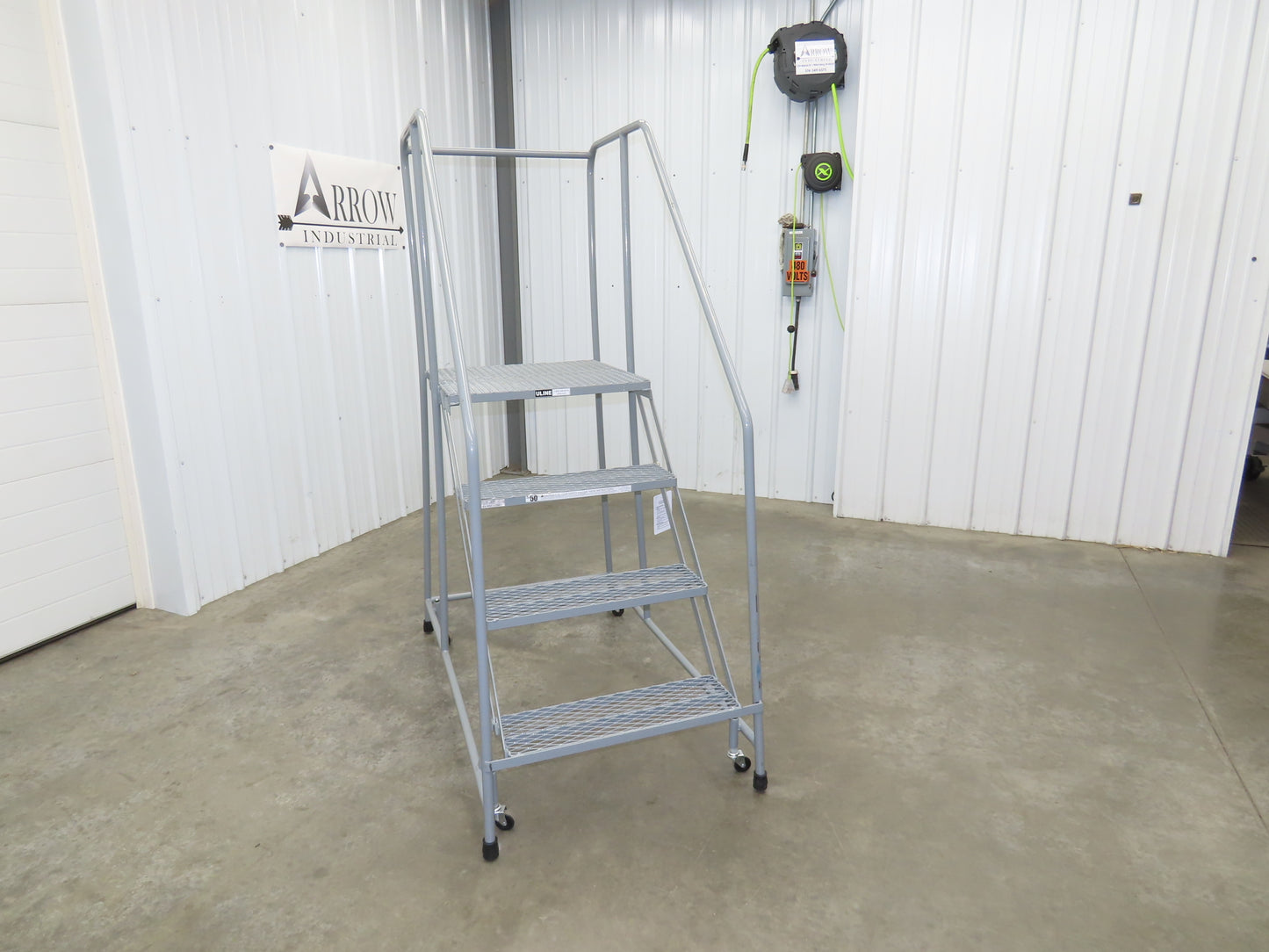 Uline H-1082-20 Rolling Ladder 4 Step 20" Work Platform 40" Top Step 450lbs Cap