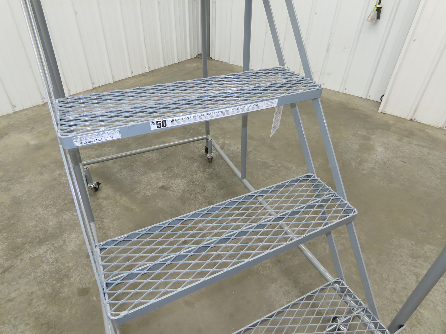 Uline H-1082-20 Rolling Ladder 4 Step 20" Work Platform 40" Top Step 450lbs Cap
