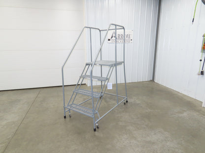 Uline H-1082-20 Rolling Ladder 4 Step 20" Work Platform 40" Top Step 450lbs Cap
