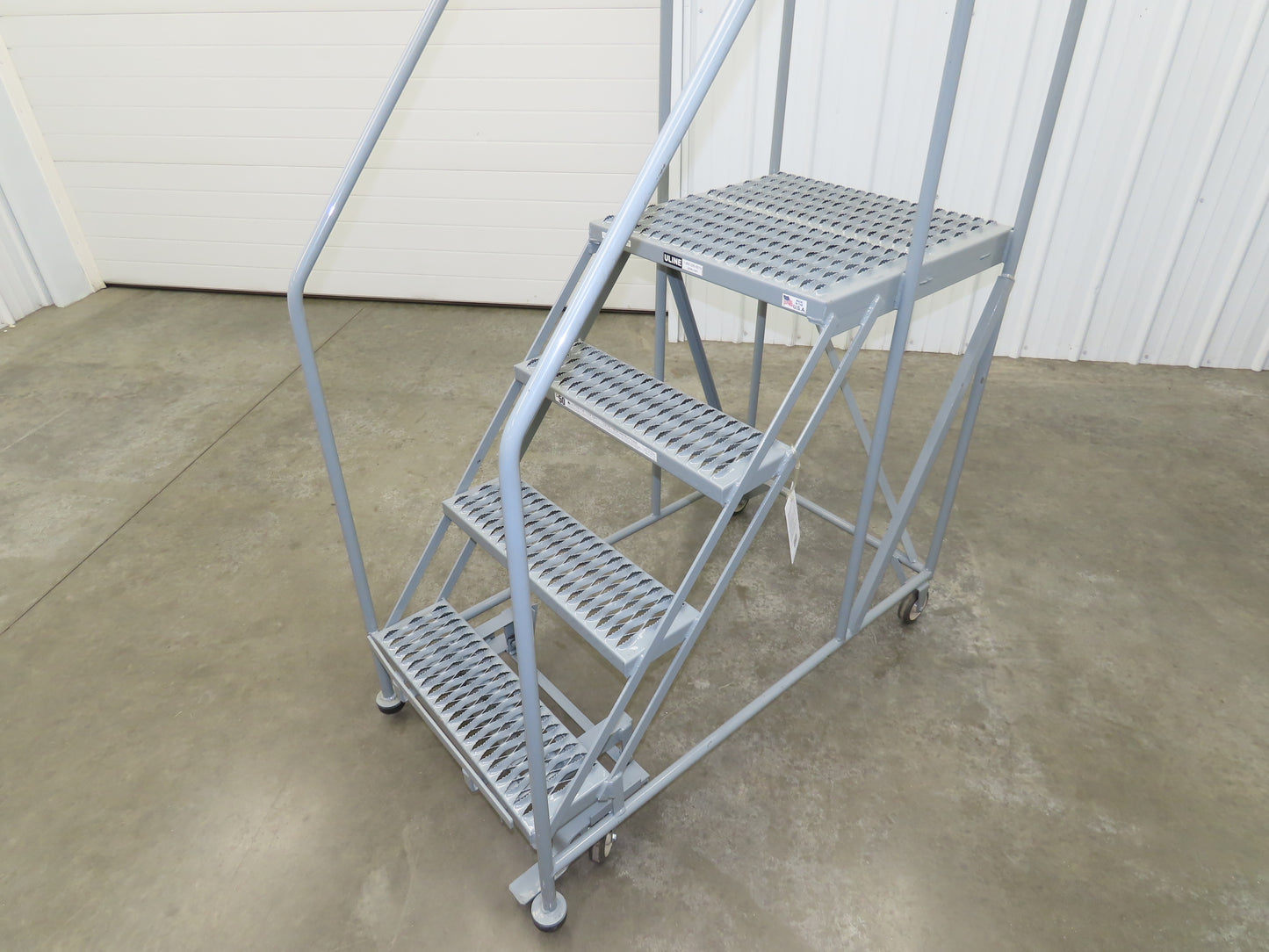 Uline H-7919 Rolling Ladder 4 Step 36" Work Platform 40" Top Step 800lbs Cap