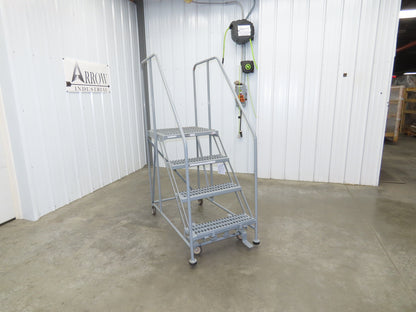 Uline H-7919 Rolling Ladder 4 Step 36" Work Platform 40" Top Step 800lbs Cap