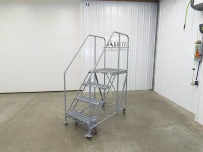 Uline H-7919 Rolling Ladder 4 Step 36" Work Platform 40" Top Step 800lbs Cap