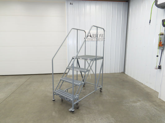 Uline H-7919 Rolling Ladder 4 Step 36" Work Platform 40" Top Step 800lbs Cap