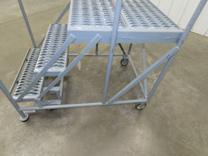 Uline H-4928 Rolling Ladder 3 Step 24" Work Platform 30" Top Step 800lbs Cap