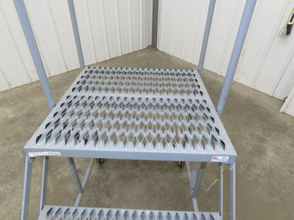 Uline H-4928 Rolling Ladder 3 Step 24" Work Platform 30" Top Step 800lbs Cap