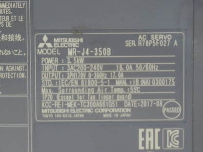 Mitsubishi MR-J4-350B AC Servo Drive 3.5kW 200-240V 3Ph MELSERVO J4