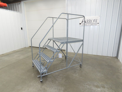 Uline H-1868 Rolling Ladder 4 Step 36" Work Platform 40" Top Step 800lbs Cap