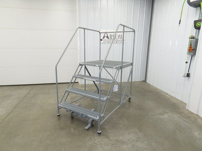 Uline H-1868 Rolling Ladder 4 Step 36" Work Platform 40" Top Step 800lbs Cap