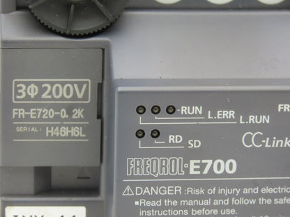 Mitsubishi FR-E720-0.2K AC Servo Drive 0.2kW 1/4Hp 200-240V 3Ph w/CC-Link Module