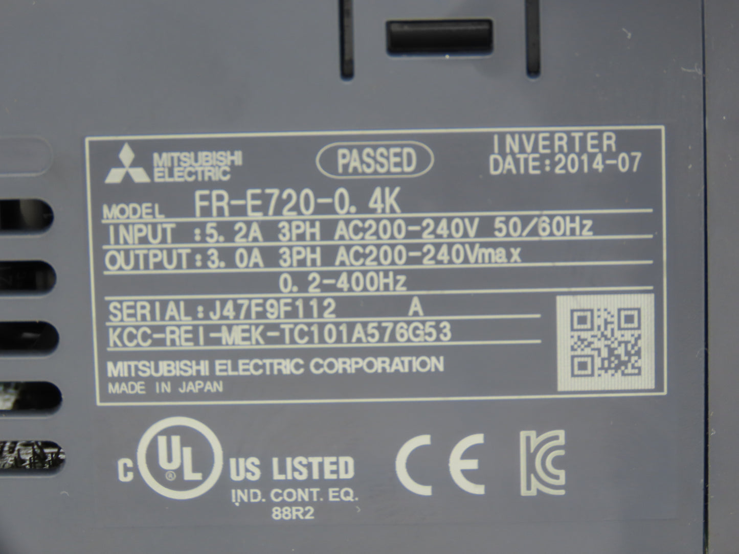 Mitsubishi FR-A7NC AC Servo Drive 0.4kW 1/2Hp 200-240V 3Ph w/CC-Link Module