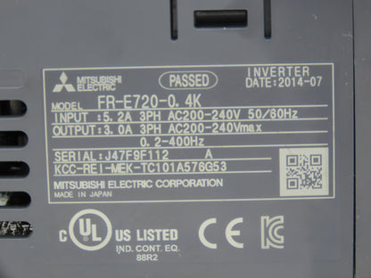 Mitsubishi FR-A7NC AC Servo Drive 0.4kW 1/2Hp 200-240V 3Ph w/CC-Link Module