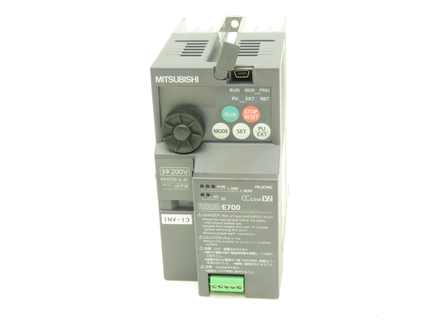 Mitsubishi FR-A7NC AC Servo Drive 0.4kW 1/2Hp 200-240V 3Ph w/CC-Link Module