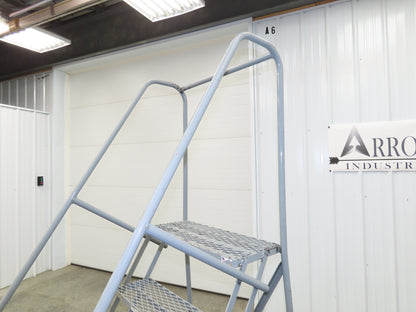 Uline H-84-110 Rolling Ladder 5 Step 10" Work Platform 50" Top Step 450lbs