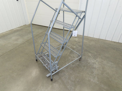 Uline H-84-110 Rolling Ladder 5 Step 10" Work Platform 50" Top Step 450lbs