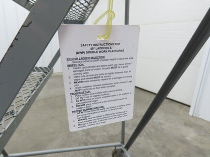 Uline H-84-110 Rolling Ladder 5 Step 10" Work Platform 50" Top Step 450lbs