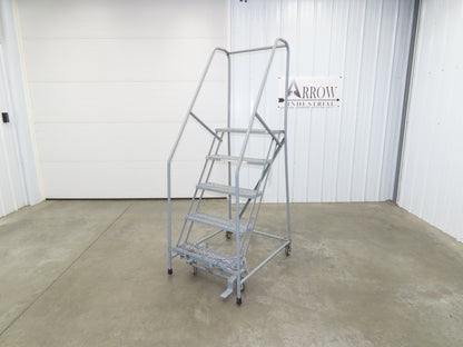 Uline H-84-110 Rolling Ladder 5 Step 10" Work Platform 50" Top Step 450lbs