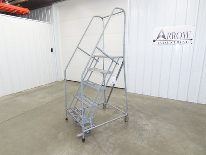 Uline H-84-110 Rolling Ladder 5 Step 10" Work Platform 50" Top Step 450lbs