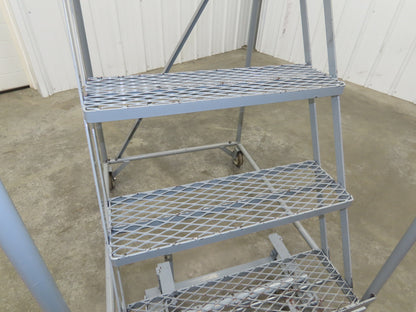 Uline H-84-110 Rolling Ladder 5 Step 10" Work Platform 50" Top Step 450lbs