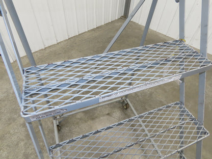 Uline H-84-110 Rolling Ladder 5 Step 10" Work Platform 50" Top Step 450lbs