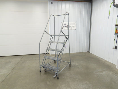 Uline H-84-110 Rolling Ladder 5 Step 10" Work Platform 50" Top Step 450lbs