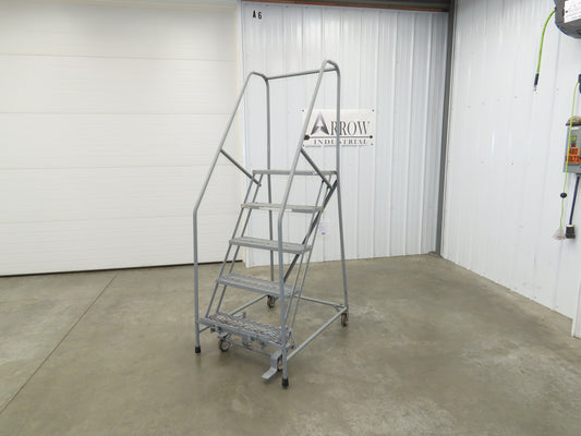 Uline H-84-110 Rolling Ladder 5 Step 10" Work Platform 50" Top Step 450lbs