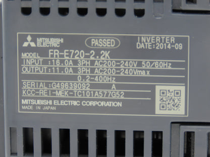 Mitsubishi FR-A7NC AC Servo Drive 2.2kW 3Hp 200-240V 3Ph w/CC-Link Module