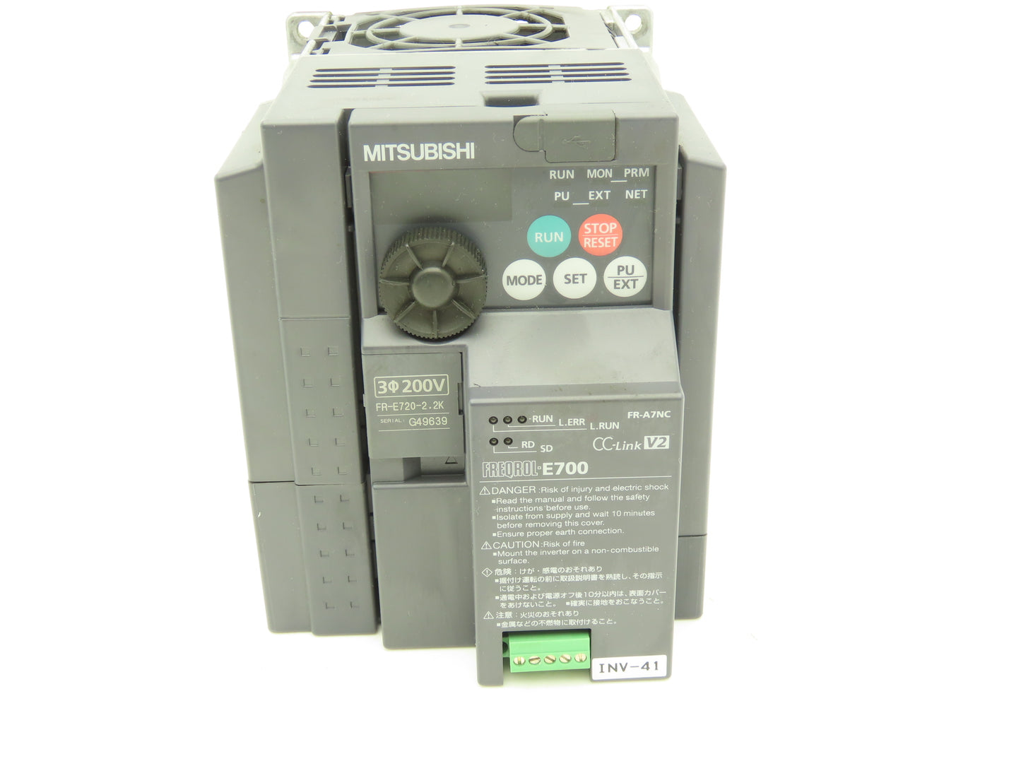 Mitsubishi FR-A7NC AC Servo Drive 2.2kW 3Hp 200-240V 3Ph w/CC-Link Module