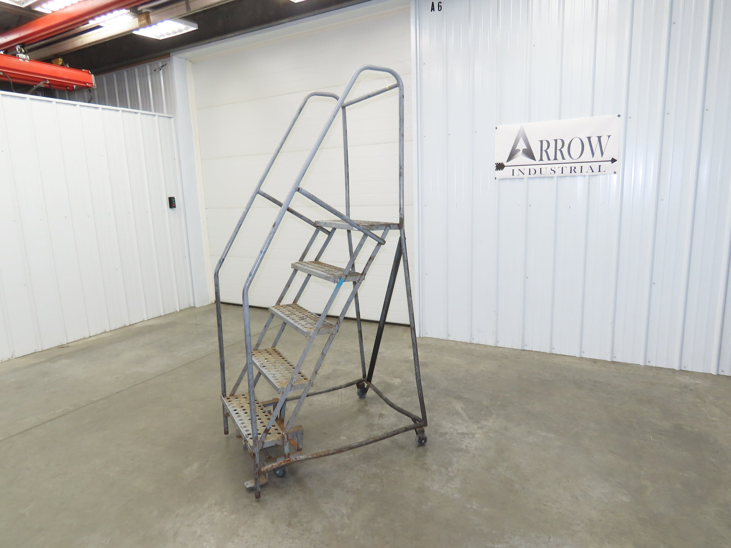 Cotterman 933701 Rolling Ladder 5 Step 10" Work Platform 50" Top Step 450lbs