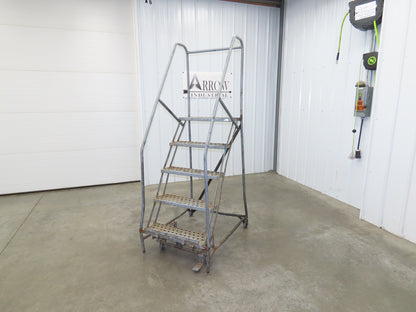 Cotterman 933701 Rolling Ladder 5 Step 10" Work Platform 50" Top Step 450lbs