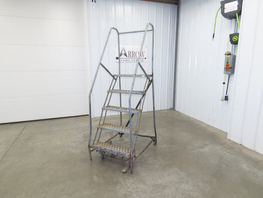 Cotterman 933701 Rolling Ladder 5 Step 10" Work Platform 50" Top Step 450lbs