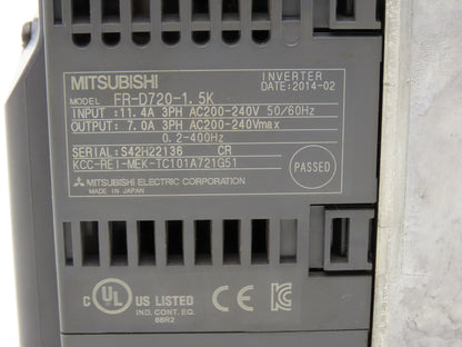 Mitsubishi Electric FR-D720-1.5K AC Servo Inverter Drive 1.5kW 2Hp 200-240V 3Ph