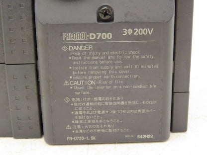 Mitsubishi Electric FR-D720-1.5K AC Servo Inverter Drive 1.5kW 2Hp 200-240V 3Ph